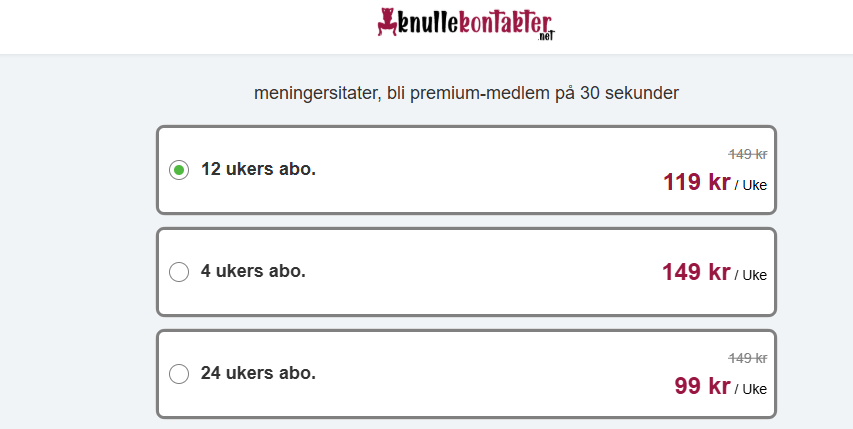 Knullekontakter pris
