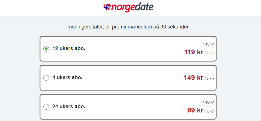 norgedate pris