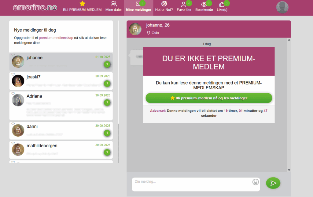 disse meldingene mottas få sekunder etter at vi har registrert oss
