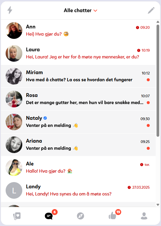 Dette er meldingene vi fikk så snart vi registrerte oss i kismia