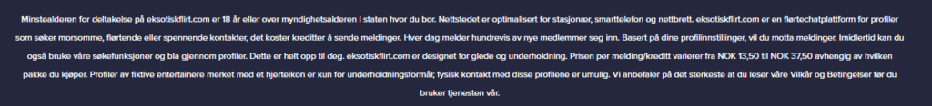Bunnteksten advarer oss om at det finnes falske profiler som det er umulig å møte, dvs. roboter.