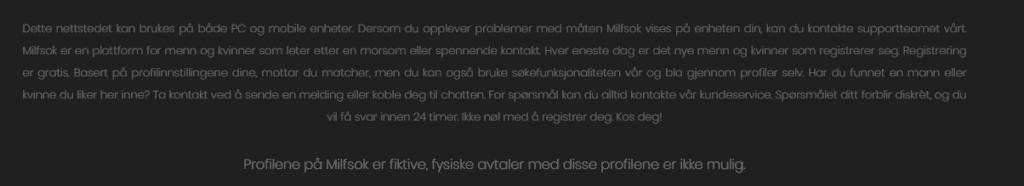 i bunnteksten kan vi lese at de har falske profiler, og de innrømmer det!