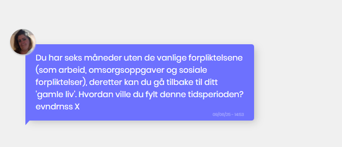 Eksempel på en melding vi mottok i løpet av få minutter etter registrering