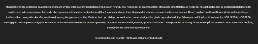På bunnteksten til norskefloerter kan vi lese at de har falske profiler