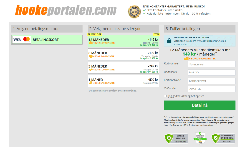 Hookeportalen pris