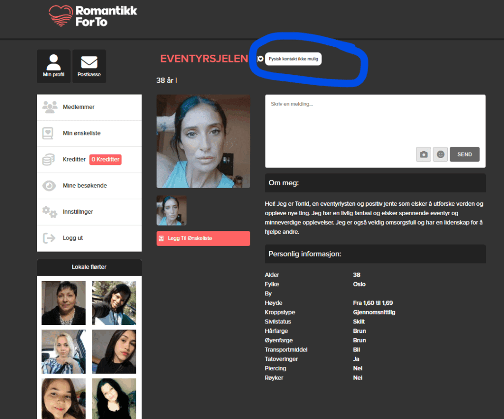 her er en profil av en kvinne med hjerteikonet