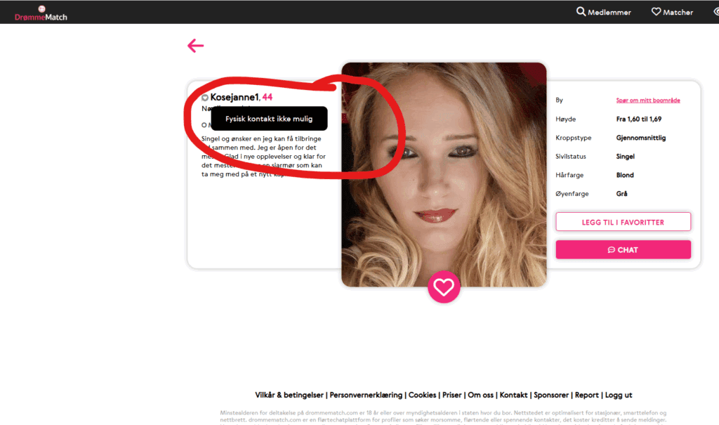 fysisk kontakt er umulig DrommeMatch.com