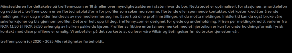 I bunnteksten har vi allerede en første advarsel om at nettstedet inneholder falske profiler.