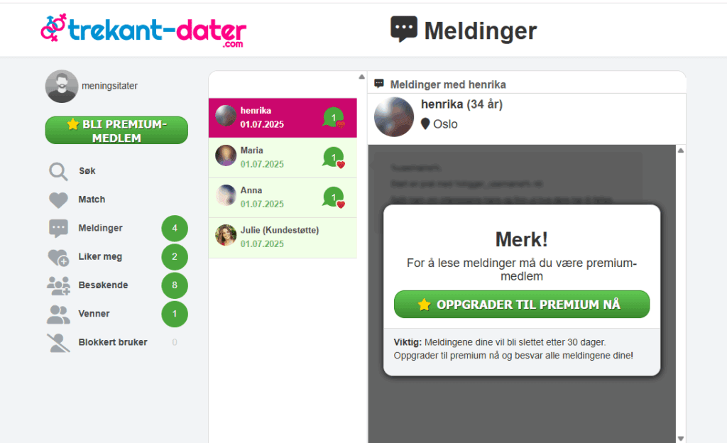 Her mottar vi meldinger så snart vi registrerer oss.