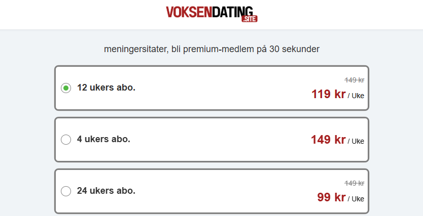 Voksendating.site pris
