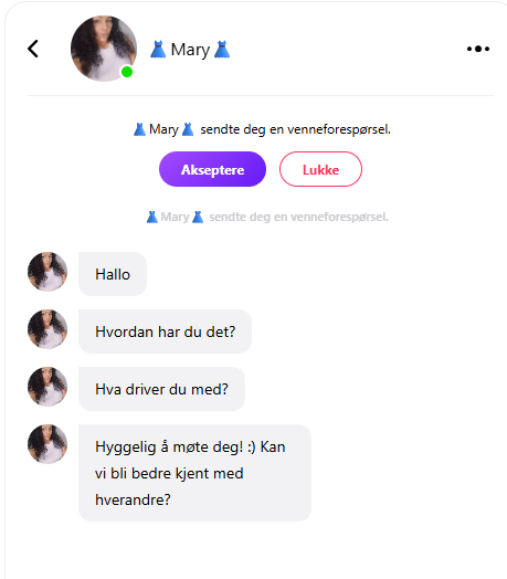 Dette er de første meldingene vi fikk så snart vi registrerte oss.