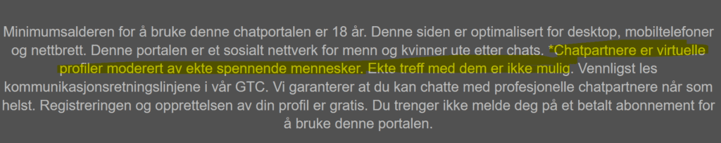 Ved å være oppmerksomme på teksten i bunnteksten oppdaget vi at det finnes falske profiler.