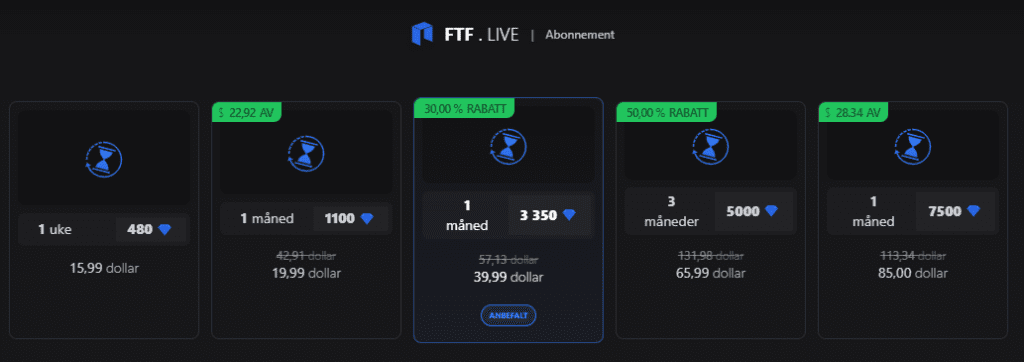 Hva koster FTF.live pris