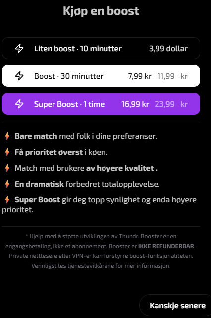Hva koster Thundr pris