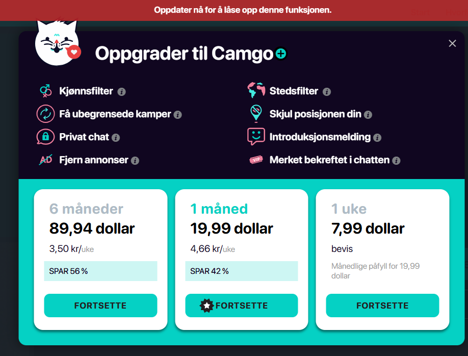Hvor mye koster Camgo pris